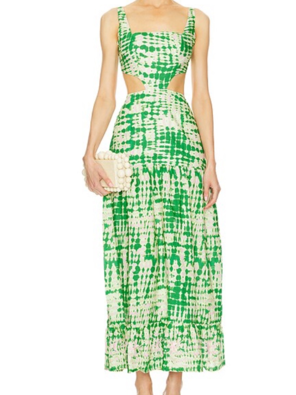 Maaji Green and Cream Tie-Dye Cutout Maxi Dress